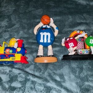 Lot of 3 M&M's Candy Dispensers Basketball, Jukebox, Train